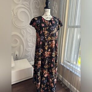 Floral Black Midi Dress